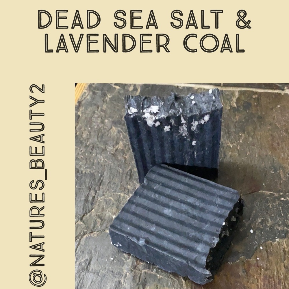 Dead Sea Salt Lavender & Coal artisan body soap - Picture 1 of 3